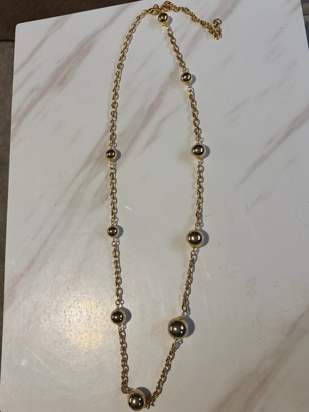 2/$20 Gold Ball Station Long Necklace - Women Jewelry